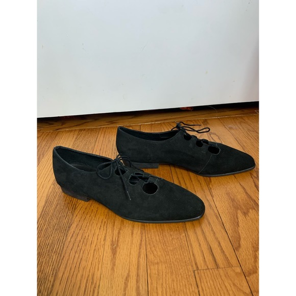 Sam & Libby Black Suede Tie Up Shoes Size 9 - Picture 3 of 6